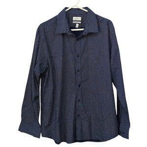 Lucky Brand Men's Slim Fit Blue & White Clover Print Long Sleeve Button Shirt XL